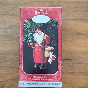 Hallmark Keepsake Folk Art Santa Ornament: Making His Way